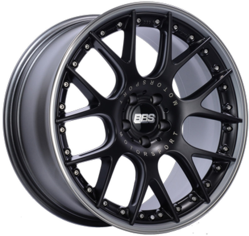 BBS CH-RII 22x10.5 5x112 ET15 Satin Black Center Platinum Lip SS Rim Prot Wheel - 82mm PFS Req