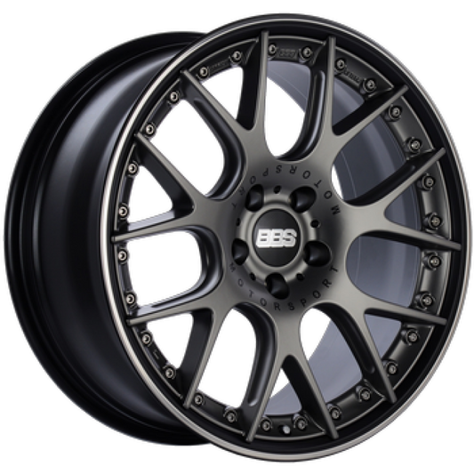 BBS CH-RII 21x9.5 5x112 ET30 PFS Platinum Center Black Rim SS Rim Protector Wheel w/Motorsport Etch